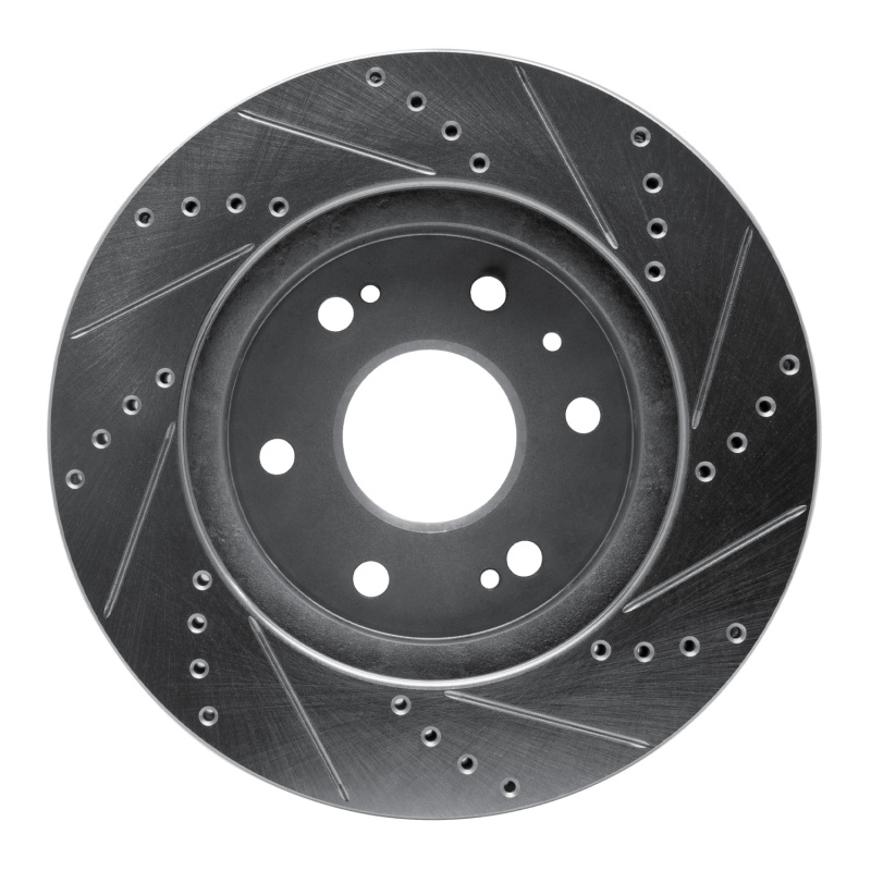 Chevrolet Tahoe Brake Rotor (1) - Front Left - R1 Concepts - Drilled & Slotted - Silver - `09-`20